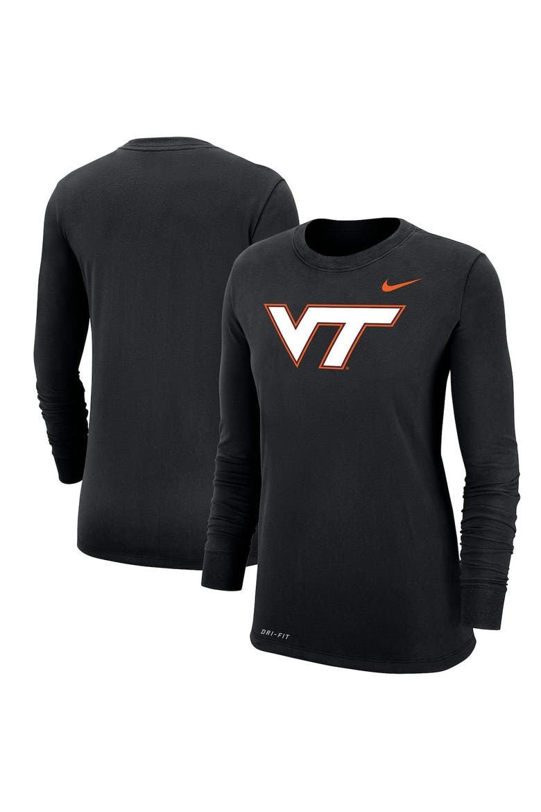 Women's Nike Black Virginia Tech Hokies Logo Performance Long Sleeve T-Shirt, Alternate, color, Black