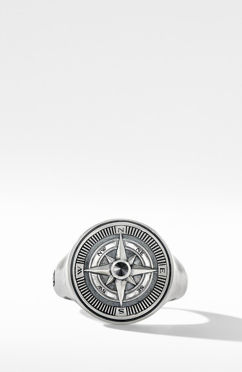 David Yurman Maritime<sup>®</sup> Compass Signet Ring with Center Black Diamond, Alternate, color, 