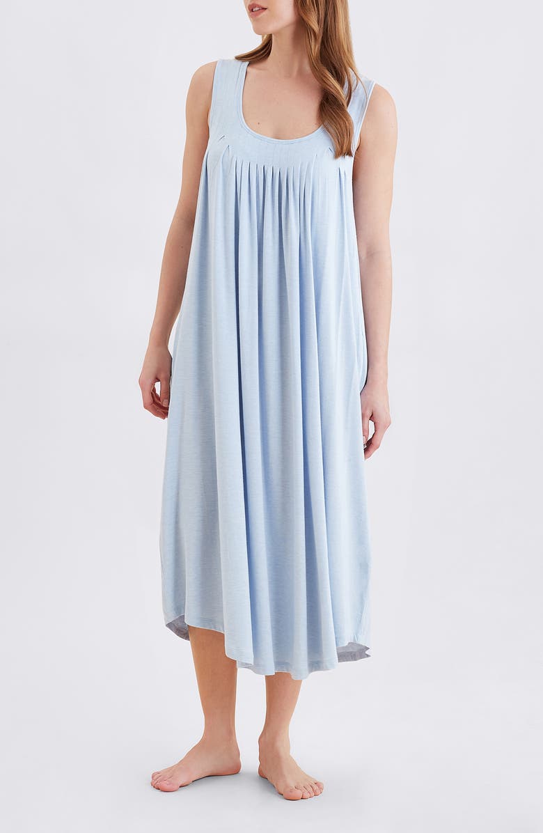 Papinelle Kate Pleated Stretch Modal Nightgown, Alternate, color, Winter Blue