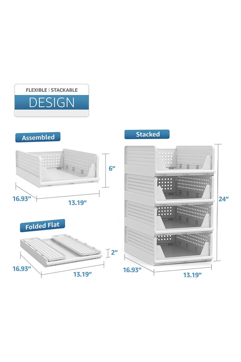 4-Tier Small Open Front Storage Bins, Alternate, color, WHITE