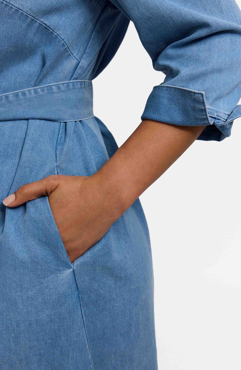 Foxcroft Agnes Tie Waist Denim Dress, Alternate, color,