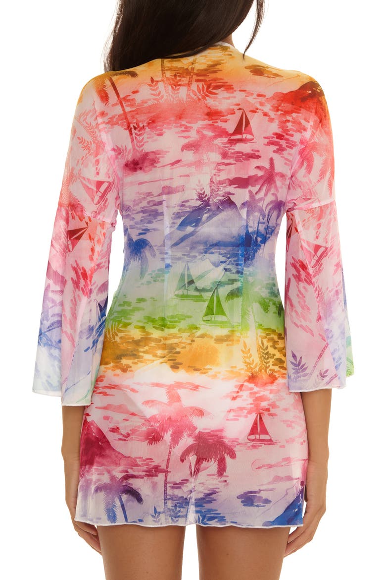 Fiji Tie Front Cover-Up Dress, Alternate, color, MULTI