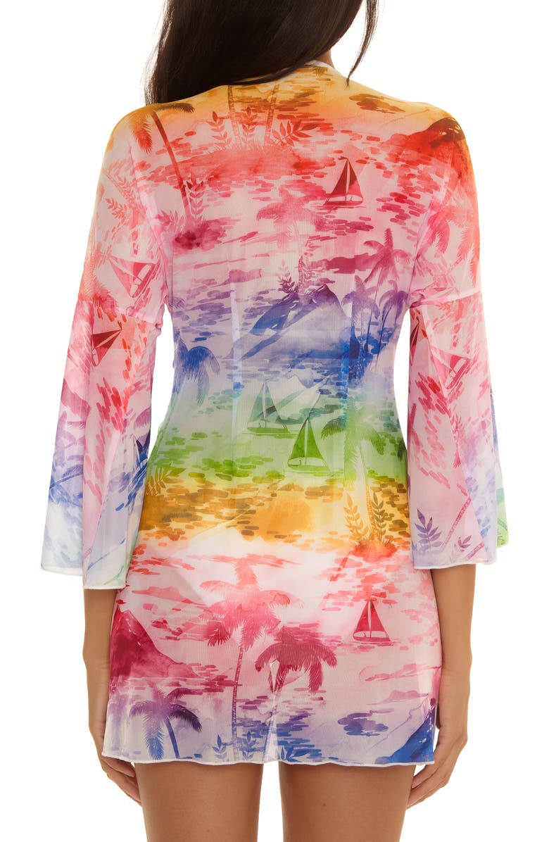 Becca Fiji Tie Front Cover-Up Dress, Alternate, color, 