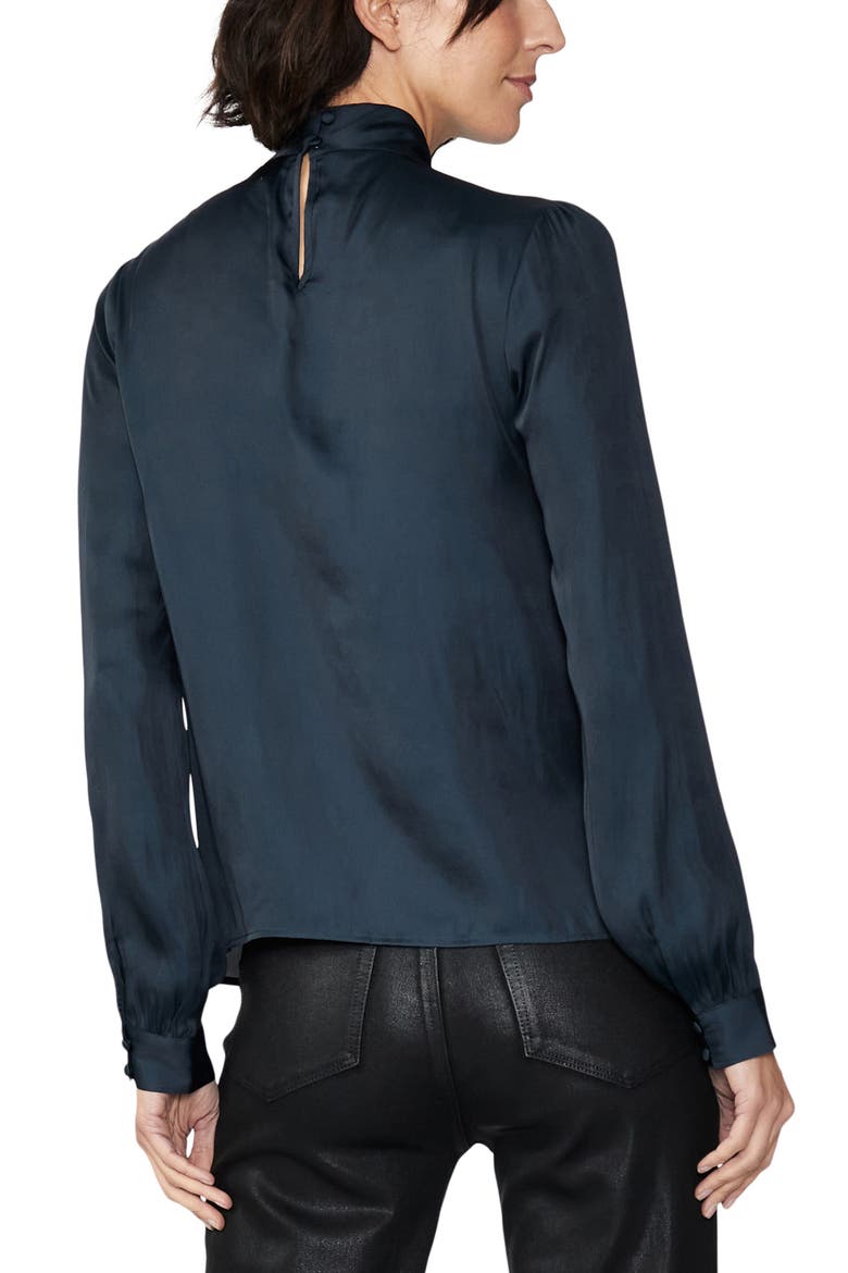 Ceres Twist Neck Cutout Satin Blouse, Alternate, color, NAVY