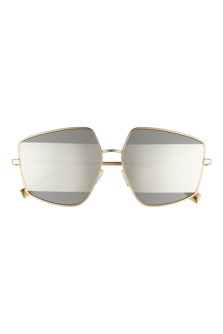 'Fendi Stripes 60mm Geometric Sunglasses, Main, color, ENDURA GOLD / SMOKE MIRROR