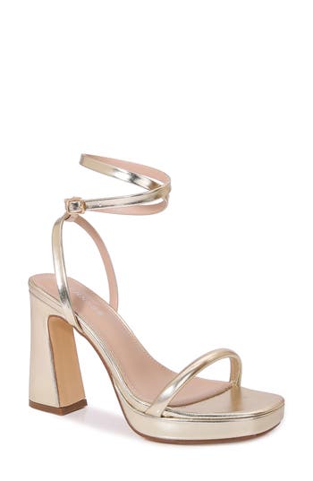 Berness Wraparound Ankle Strap Platform Sandal In Gold