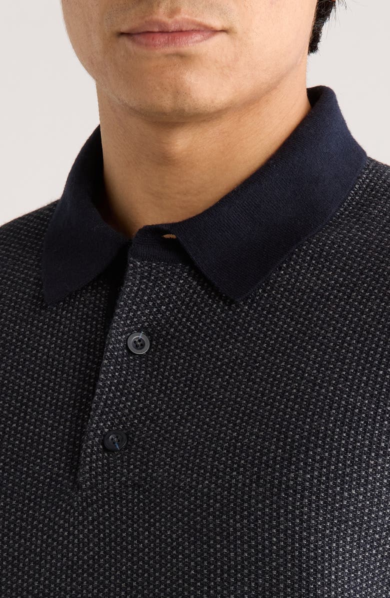 Vince Geometric Jacquard Polo Sweater, Alternate, color, Coastal/Medium H Grey