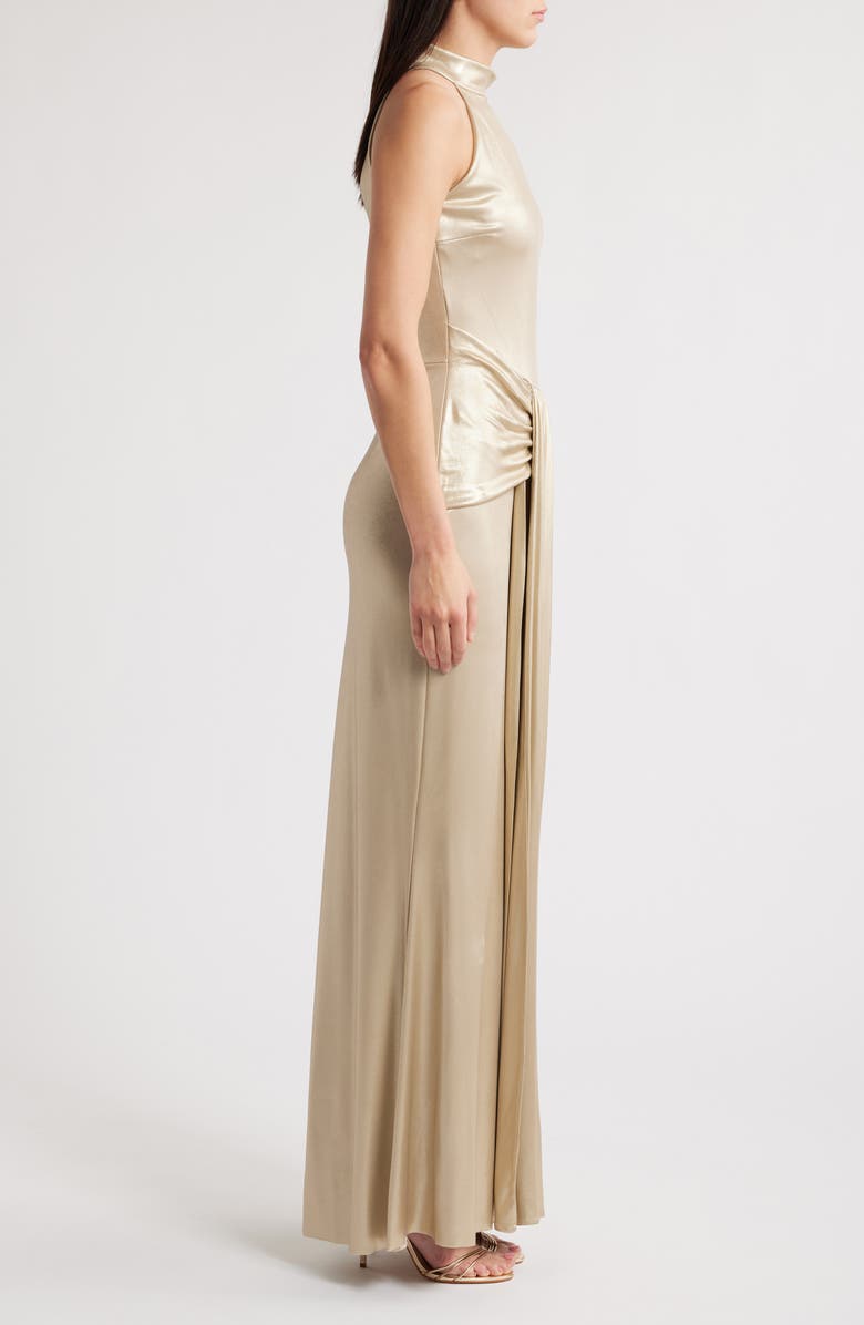 Chiara Boni La Petite Robe Loowin Splendid Metallic Mermaid Gown, Alternate, color, Gold