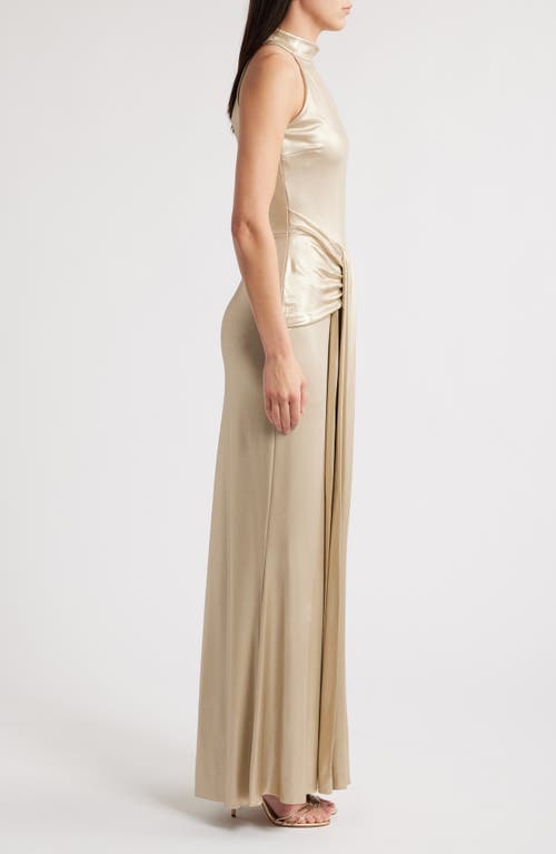 Chiara Boni La Petite Robe Loowin Splendid Metallic Mermaid Gown In Gold