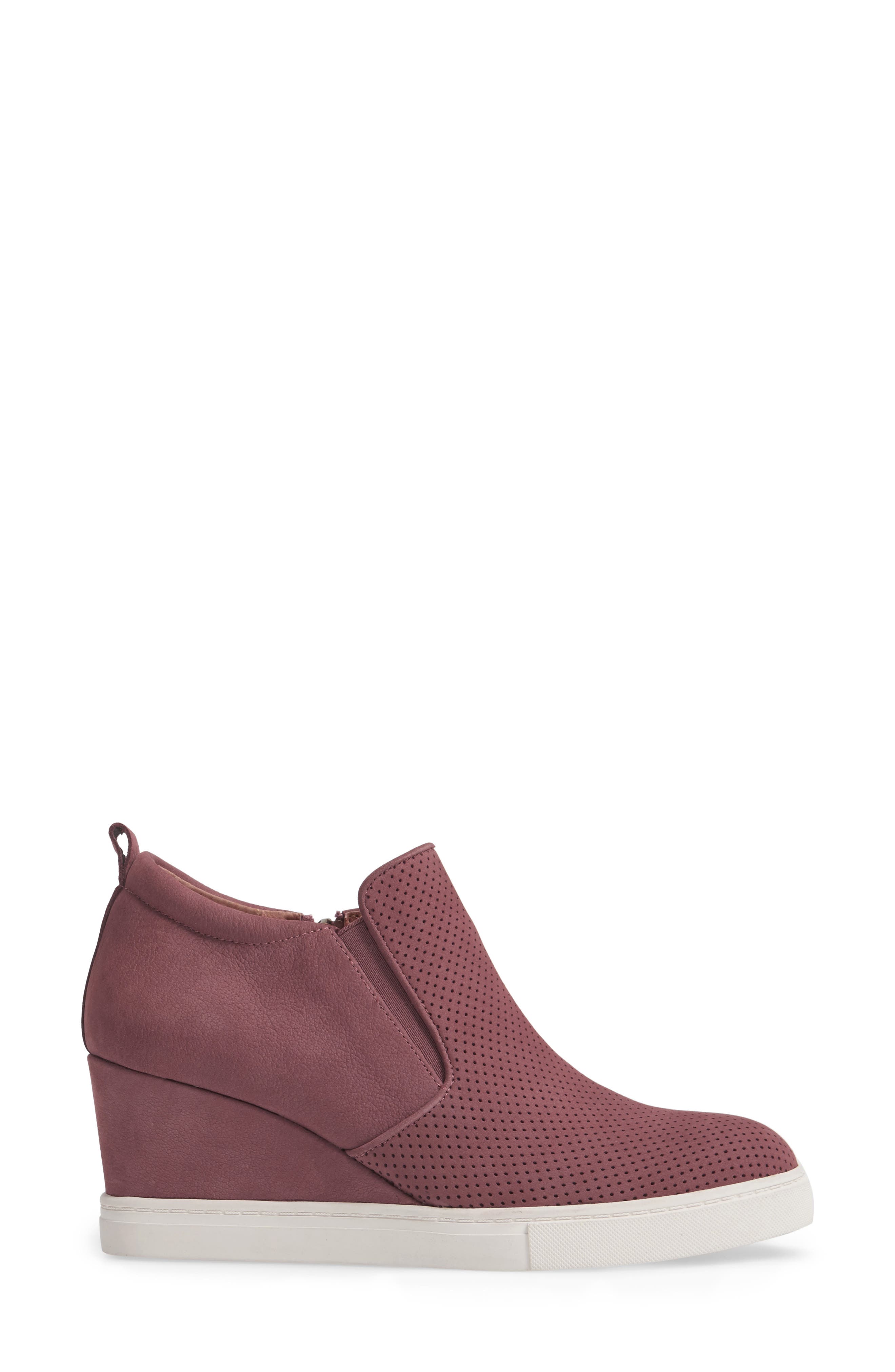 Aiden Wedge Sneaker, Alternate, color, BURGUNDY PERFORATED LEATHER