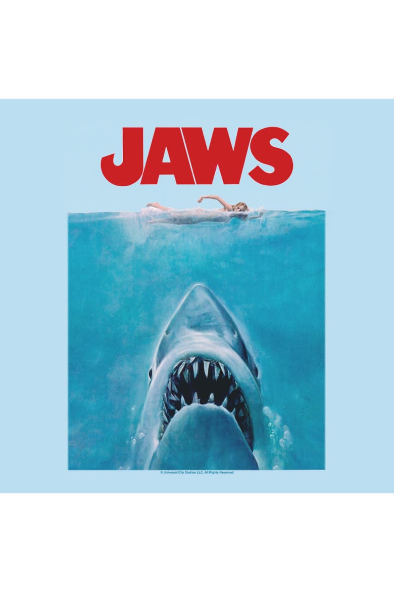 Men's Jaws Oversized Movie Poster Graphic T-Shirt, Alternate, color, Light Blue