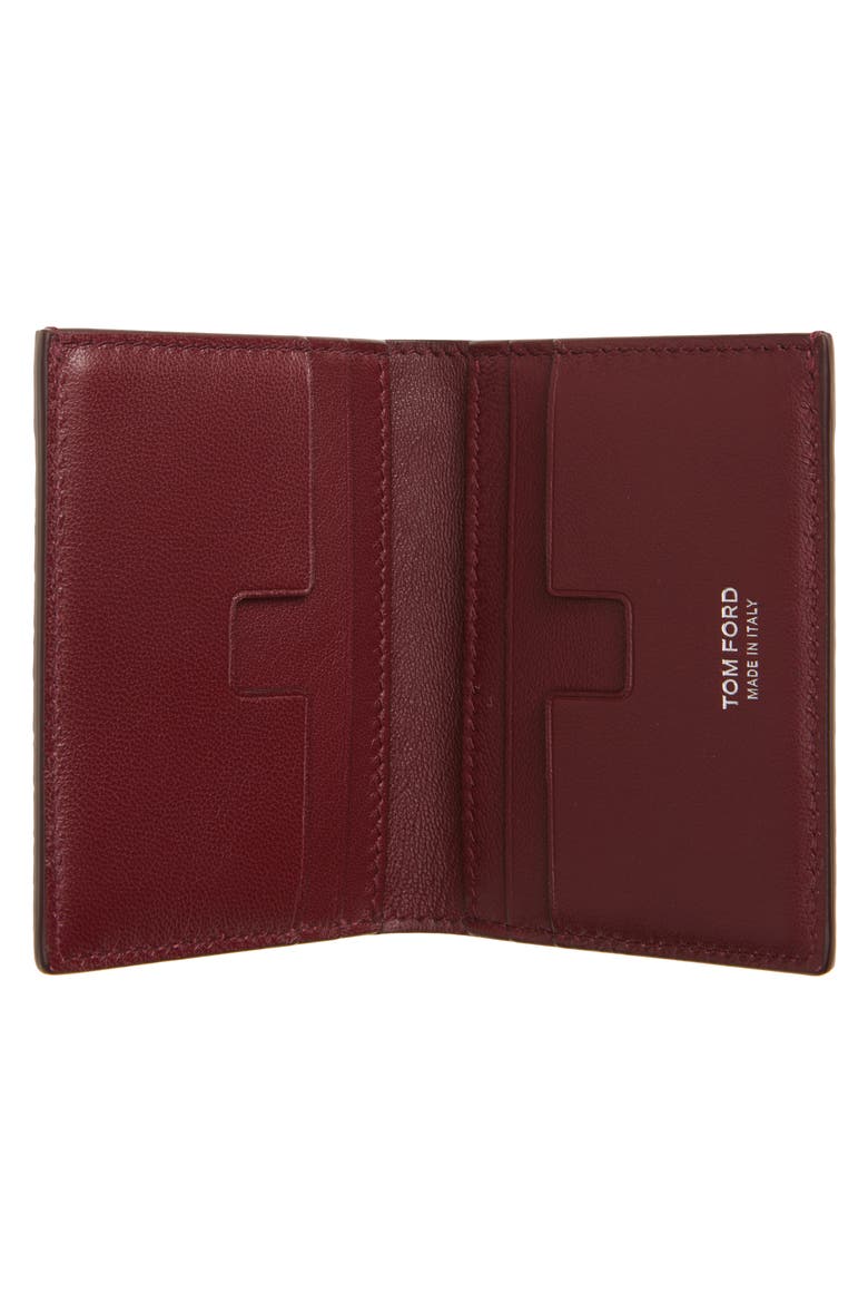 Lizard Embossed T-Line Folding Card Holder, Alternate, color, RAP RUBY RED