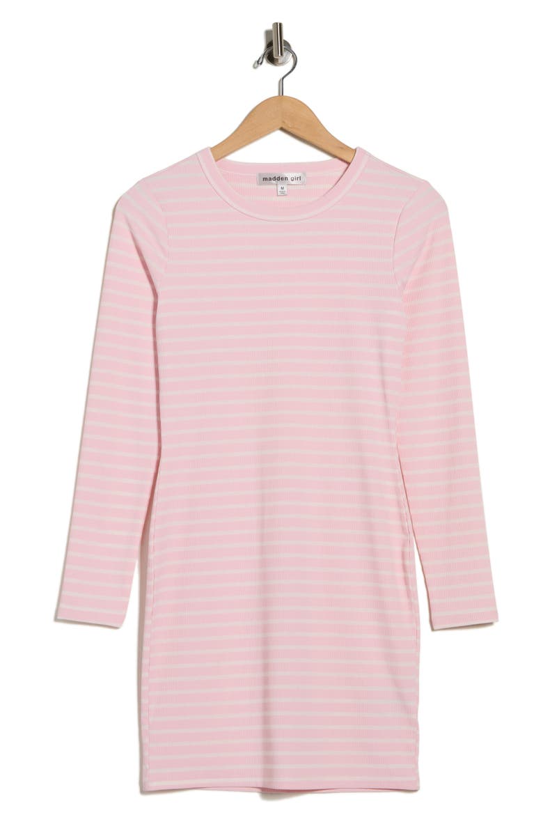 Long Sleeve Stripe Minidress, Alternate, color, PINK/ CREAM