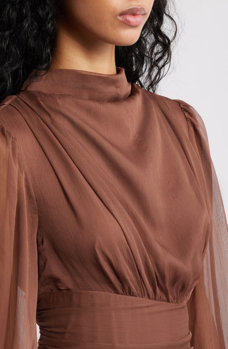 Petal & Pup Neveah Long Sleeve Maxi Dress, Alternate, color, Chocolate