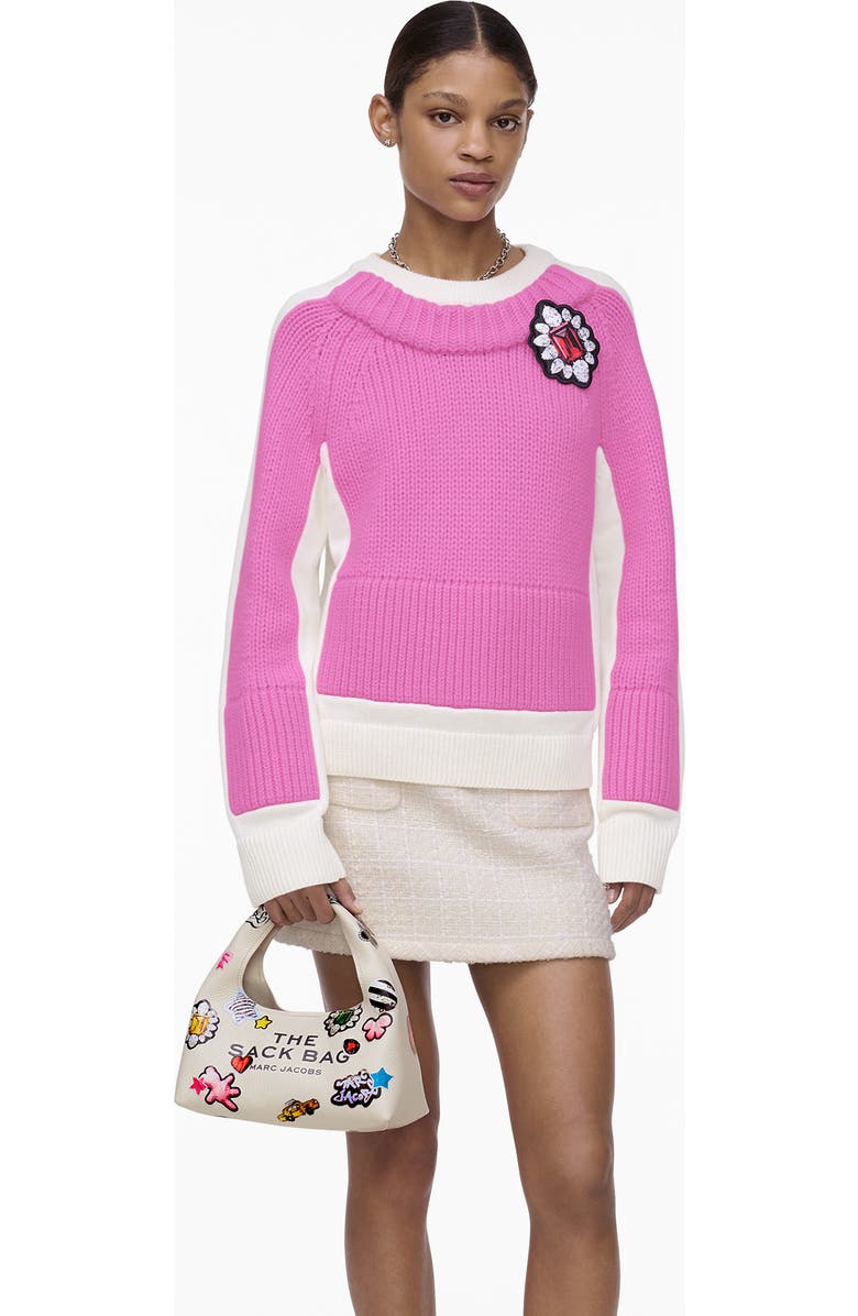 Marc Jacobs The Mini Sack Sticker Leather Top Handle Bag, Alternate, color,