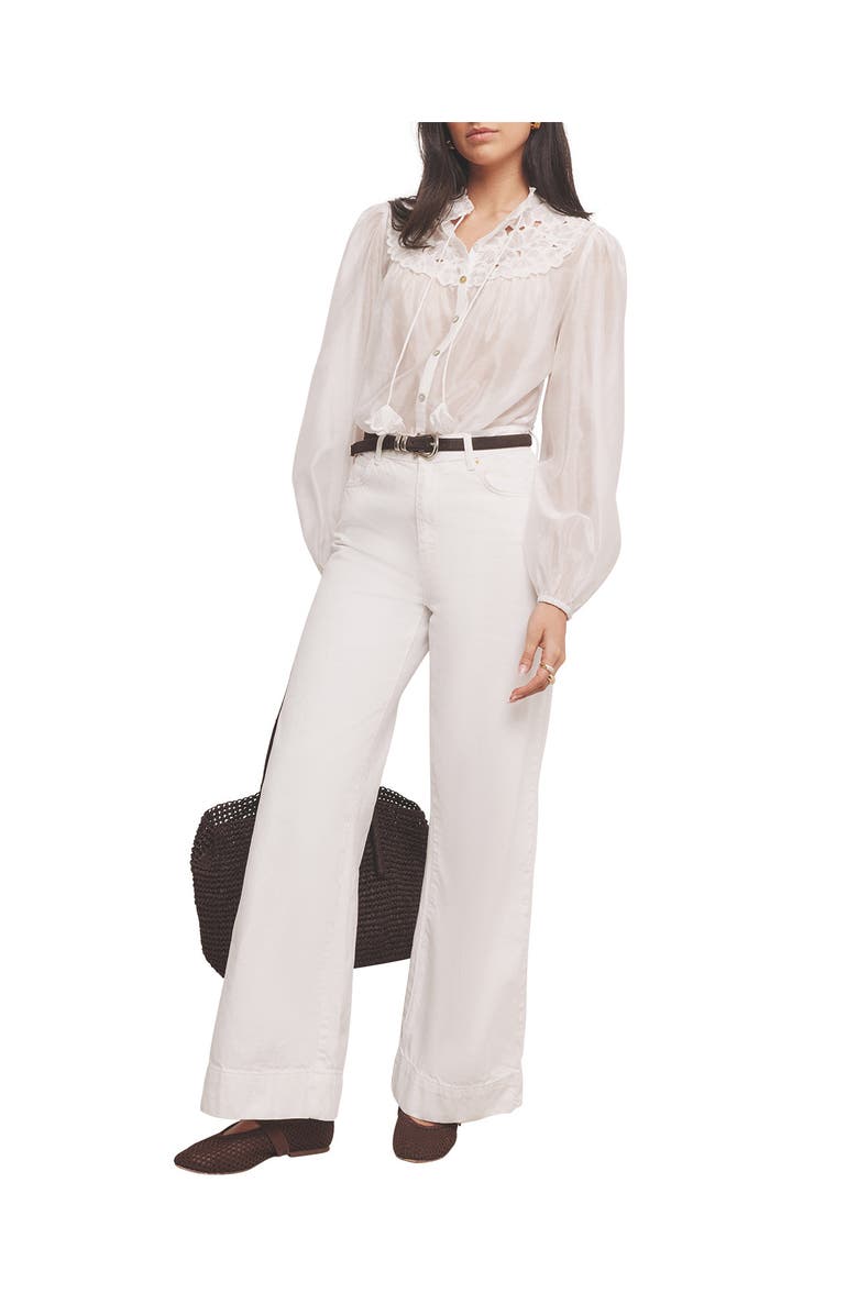MINT VELVET Floral Cutwork Detail Blouse, Alternate, color, Ivory