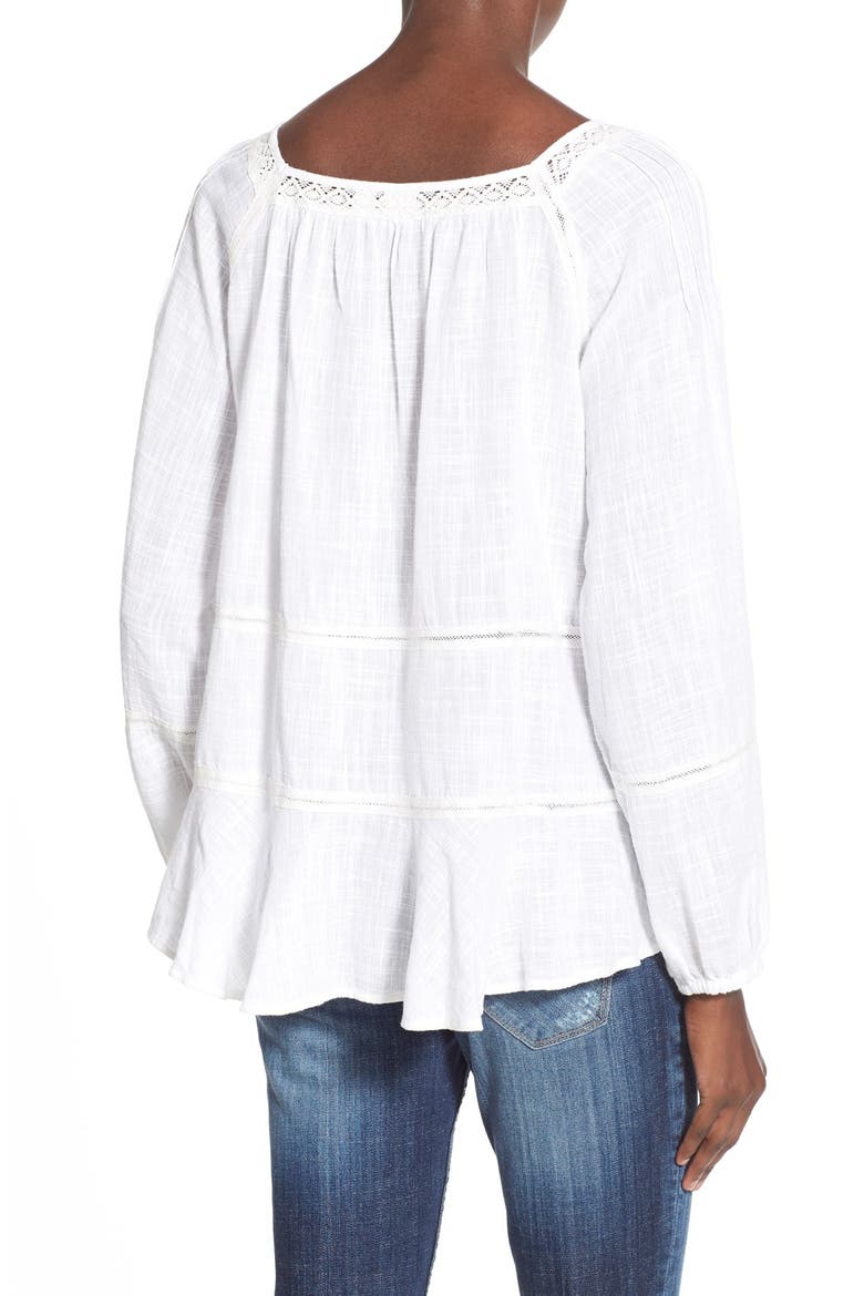 Cotton Peasant Top, Alternate, color, WHITE