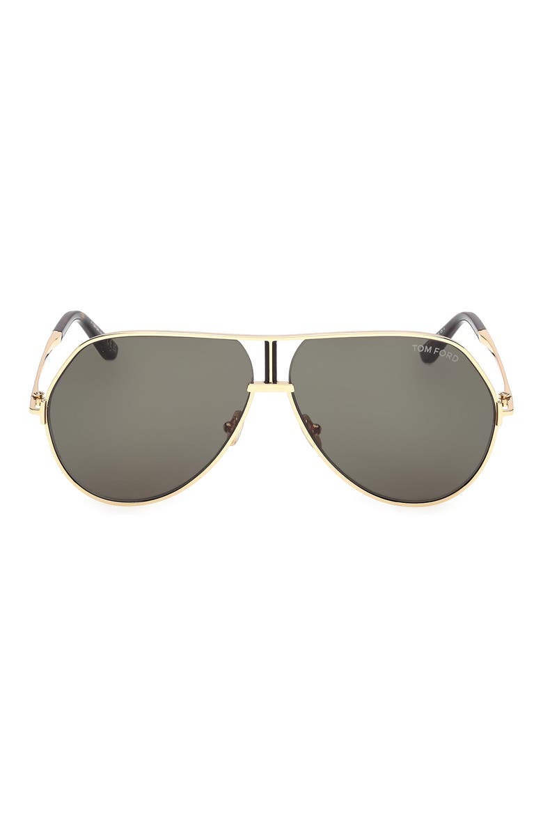 63mm Oversize Navigator Sunglasses, Main, color, SHINY DEEP GOLD / GREEN