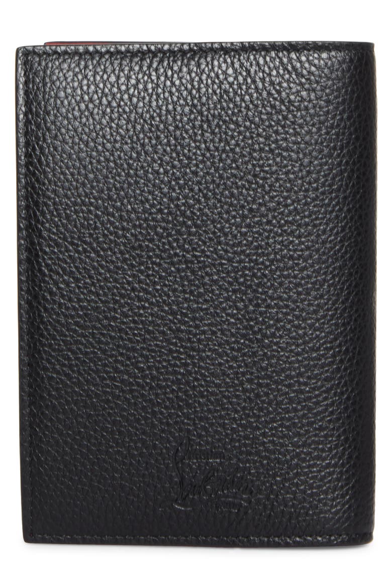 Funky Studded Leather Passport Holder, Alternate, color, BLACK/ GUN METAL