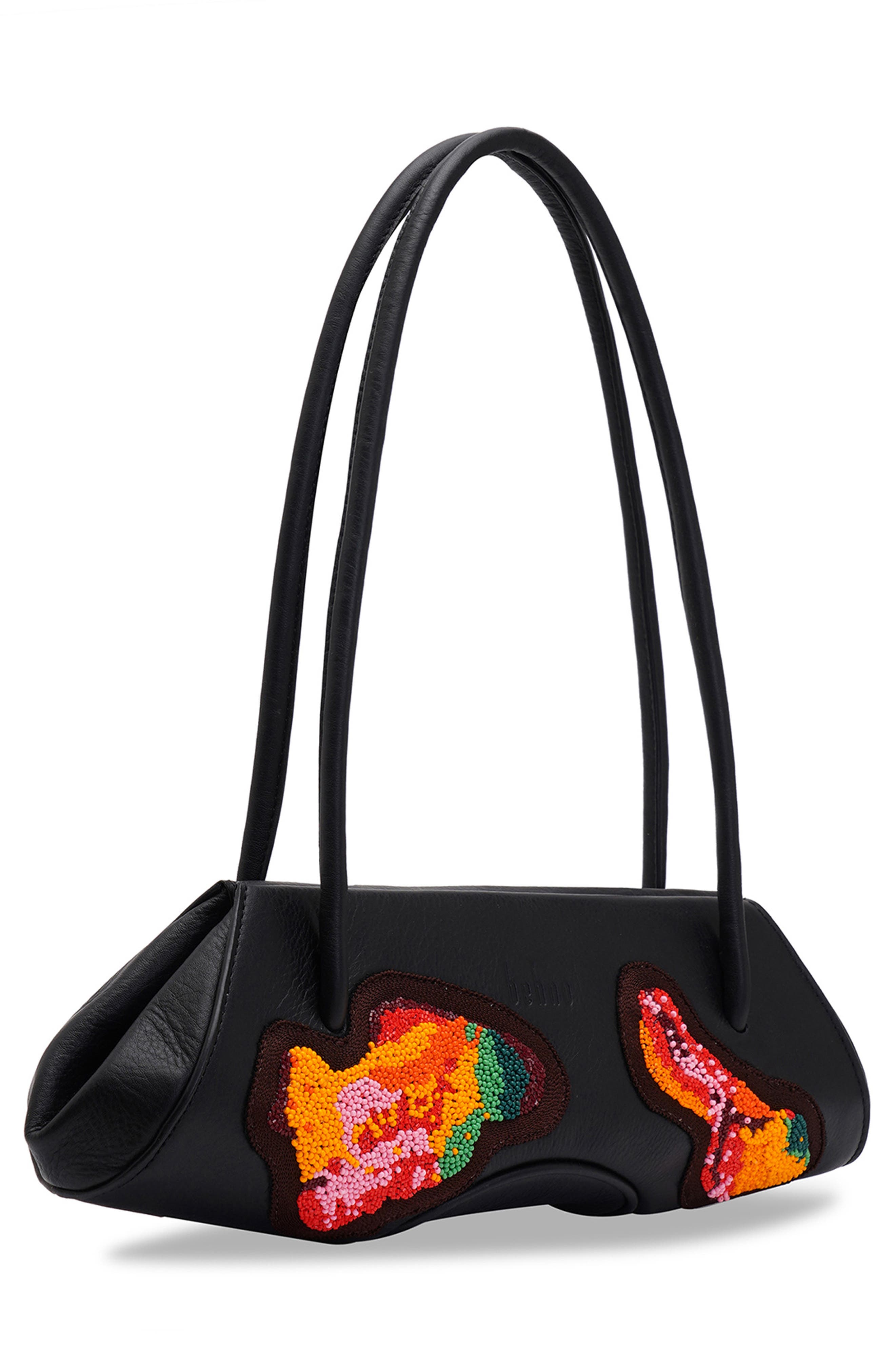Elizabeth Mini Leather Baguette, Alternate, color, BLACK