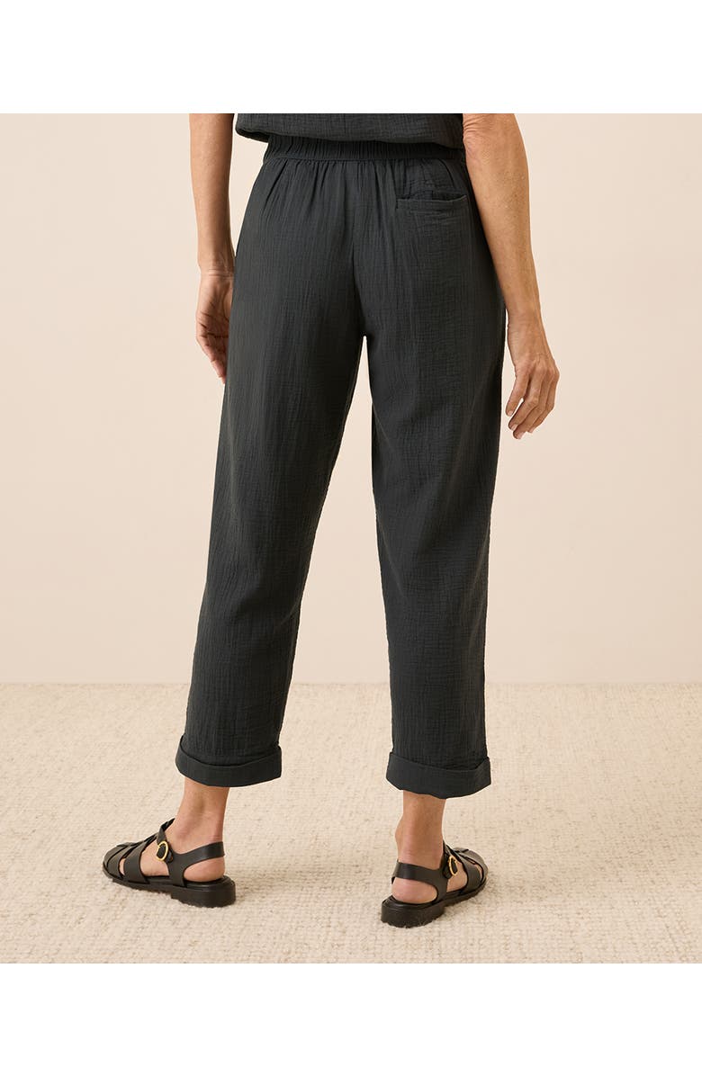 Pact Organic Cotton Coastal Double Gauze Rolled Cuff Pant, Alternate, color, Black