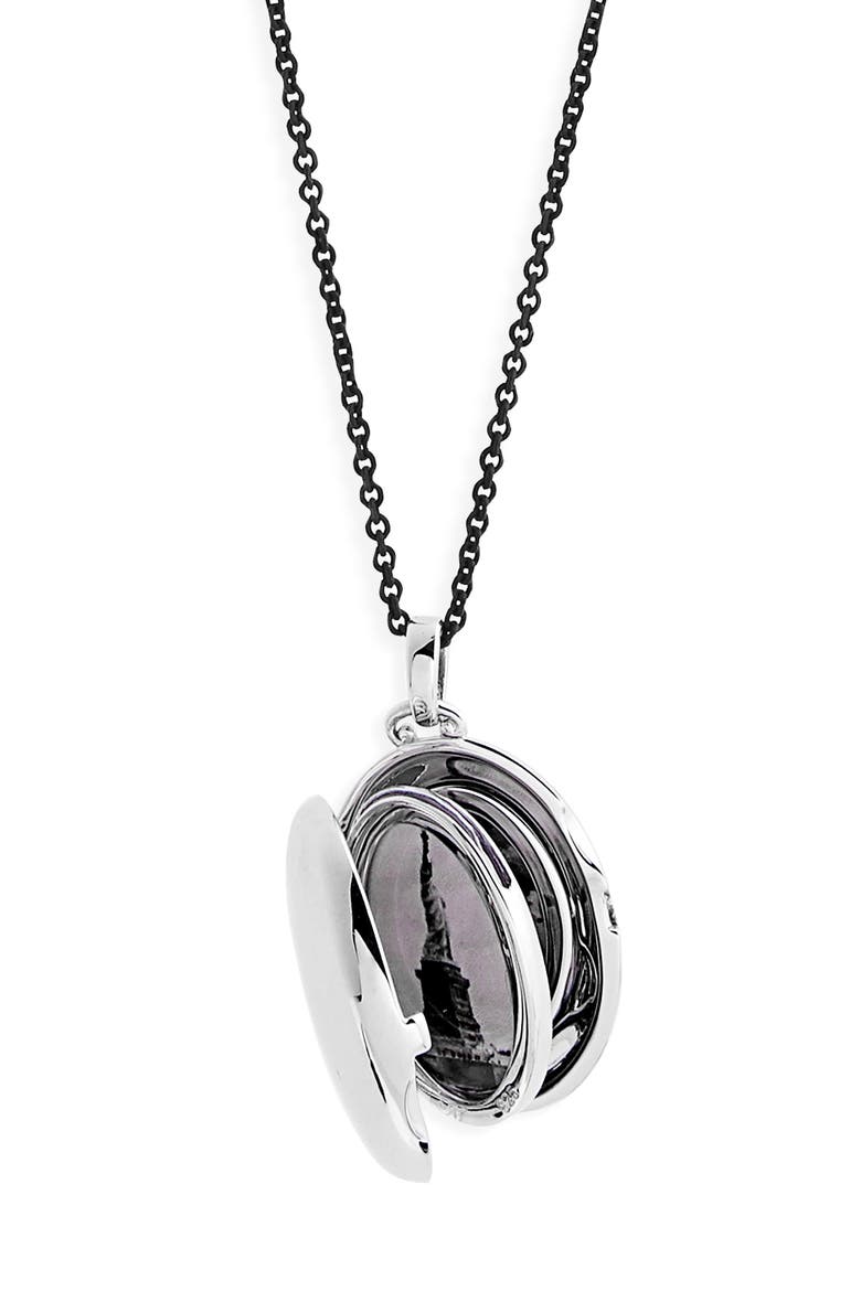 Four Image Mini Locket Necklace, Alternate, color, STERLING SILVER/ BLACK STEEL