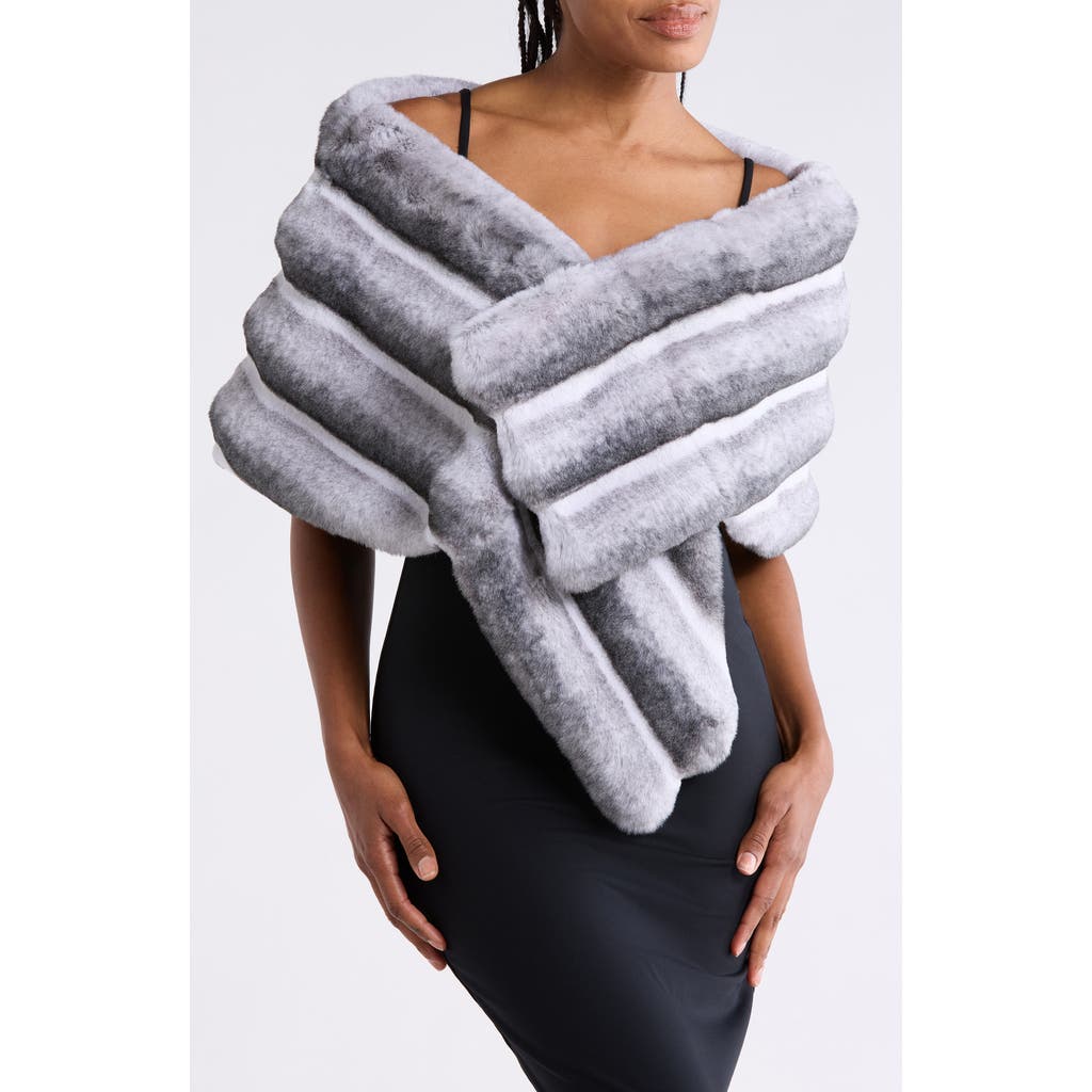 La Fiorentina Faux Fur Cape In Gray