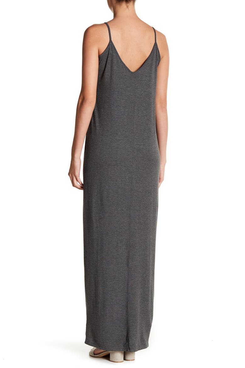 Knit V-Neck Maxi Dress, Alternate, color, GREY MED CHAR HTHR