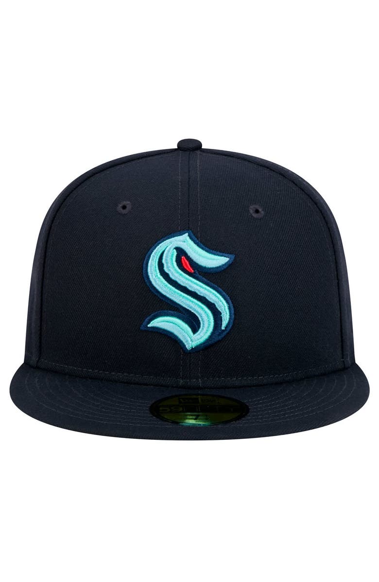 New Era Men's New Era Deep Sea Blue Seattle Kraken Core 59FIFTY Fitted Hat, Alternate, color, Navy