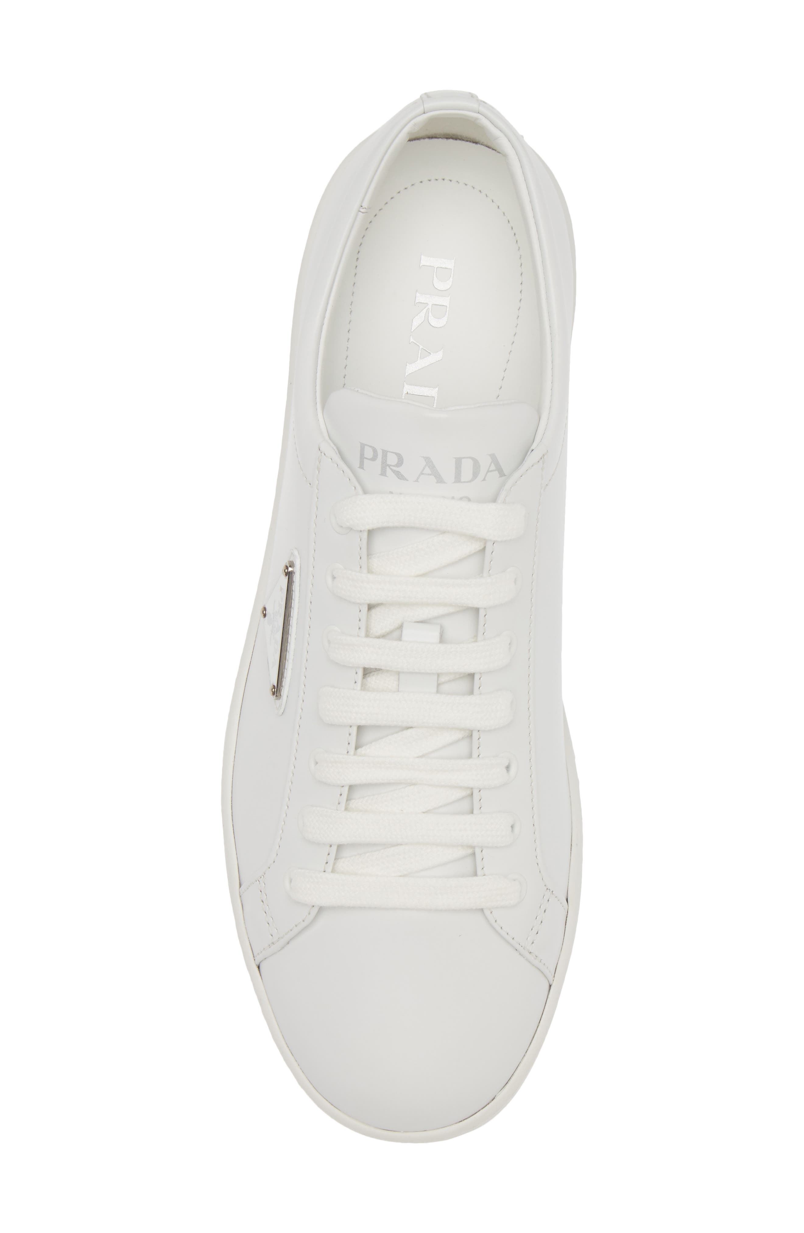 Lane Triangle Logo Low Top Leather Sneaker, Alternate, color, BIANCO