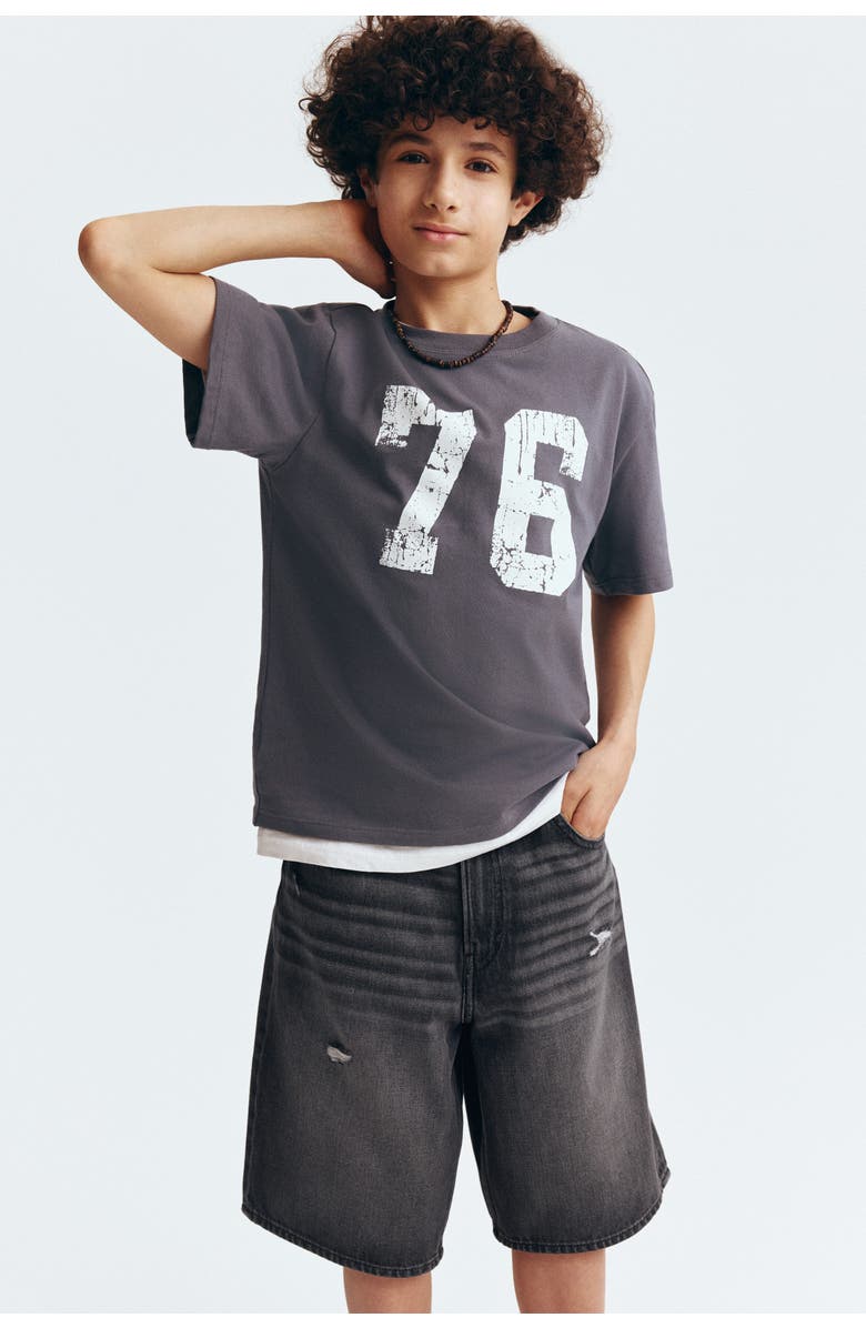 H&M Baggy-fit denim shorts, Alternate, color, Dark Denim Gray