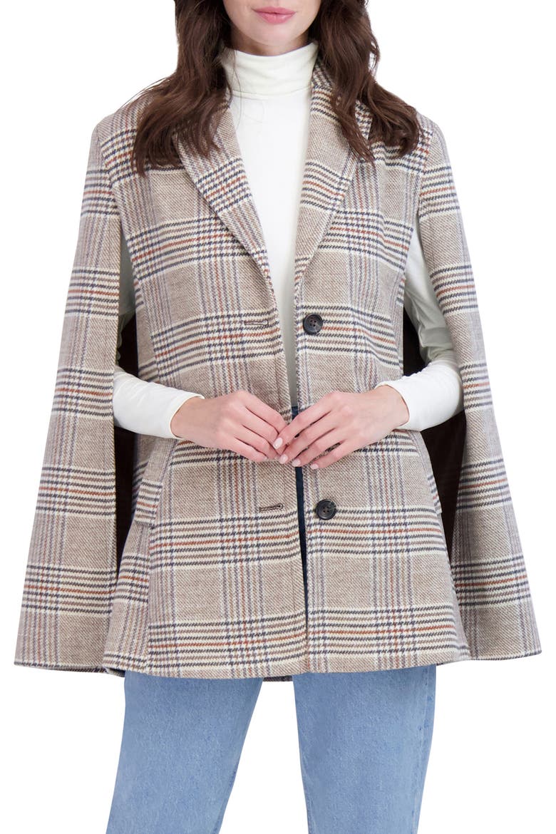 Cape Jacket, Main, color, CAMEL PLAID