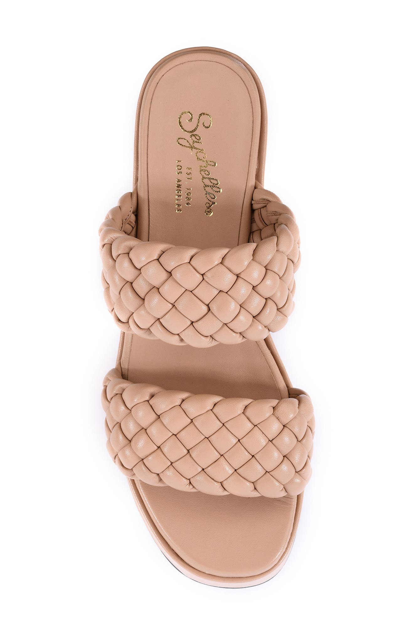 Woven Slide Sandal, Alternate, color, VACCHETTA LEATHER