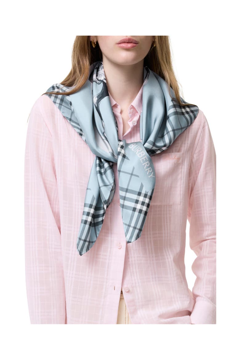Archive Knight Silk Scarf, Alternate, color, Bank blue