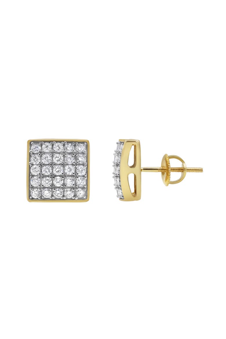 Square Tile 14K Yellow Gold Diamond Earrings - 0.77ct., Main, color, 14K Yellow Gold