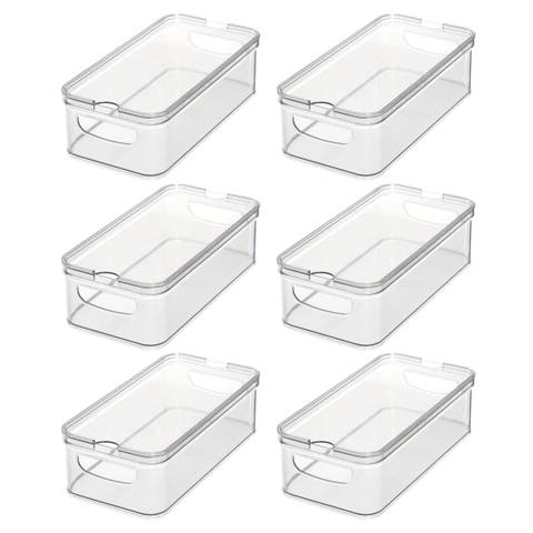 Stackable Fridge Organizer Bins with Lids - Set of 6 - Clear