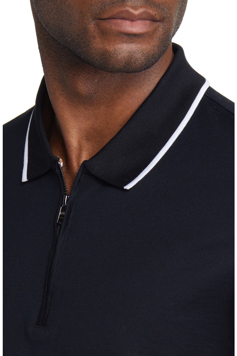 Polston Tipped Zip Polo, Alternate, color, BLACK
