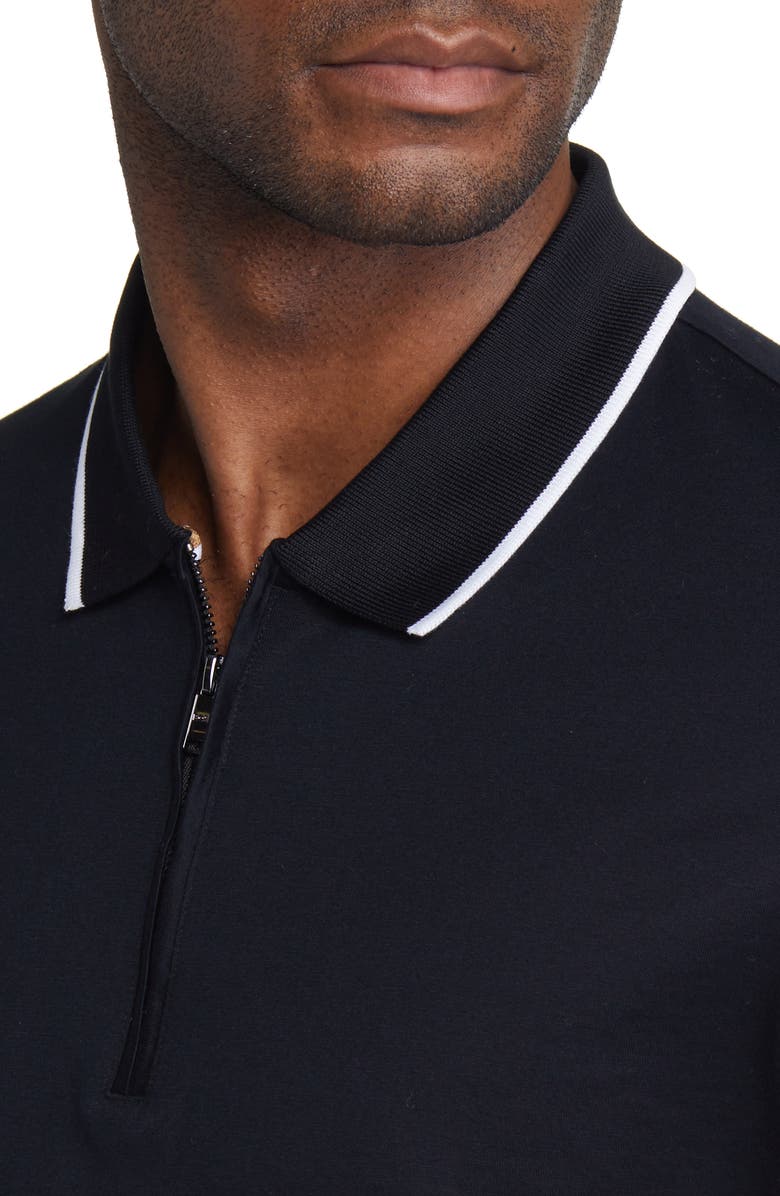 BOSS Polston Tipped Zip Polo, Alternate, color, Black