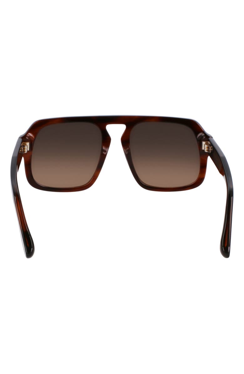Victoria Beckham Chain Core Wire 53mm Gradient Modified Rectangular Sunglasses, Alternate, color, Brown Horn