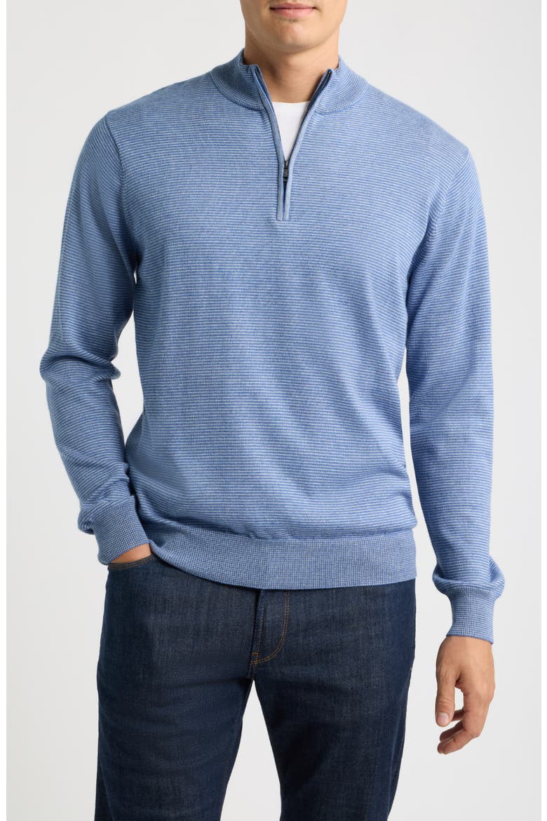 Canton Stripe Quarter Zip Sweater, Main, color, BLUE FREESIA