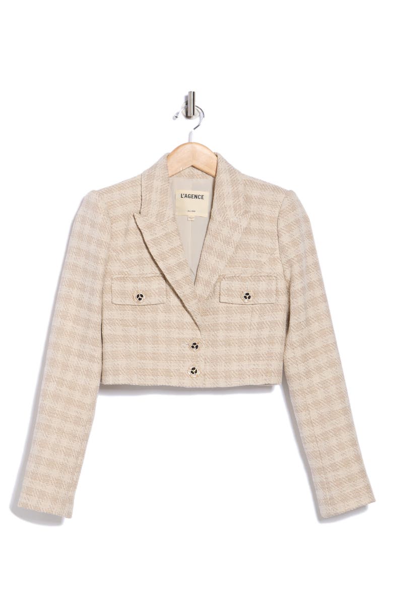 L'AGENCE Maura Crop Jacket, Alternate, color, Ecru/ Gold