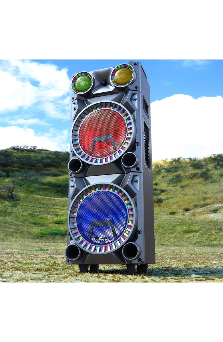 Befree Sound Rechargeable Bluetooth 12in Double Subwoofer Portable Party Speaker, Alternate, color, Grey