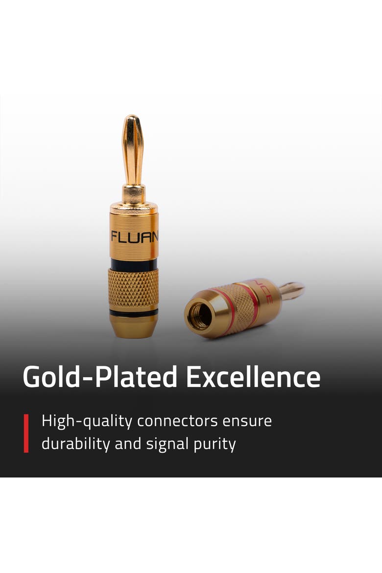 Banana Plug, 24K Gold-plated, 16 to 12 AWG speaker wire for Hi-Fi setup, Alternate, color, Gold