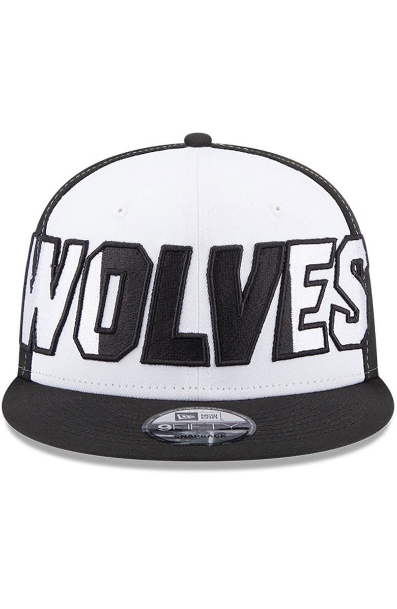 New Era Men's New Era  White/Black Minnesota Timberwolves Back Half 9FIFTY Snapback Hat, Alternate, color, 
