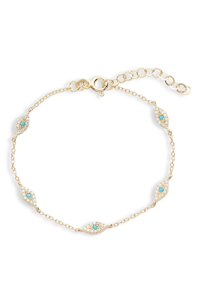 Adina’s Jewels Evil Eye Bracelet, Main, color, TURQUOISE