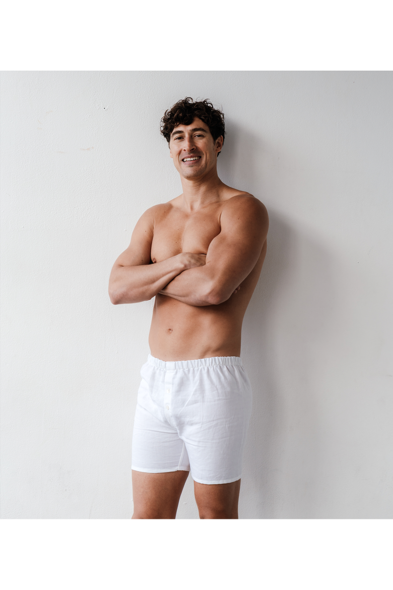 Men's 100% Organic Linen Boxer Shorts, Alternate, color, White