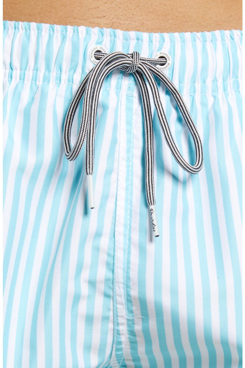 Deck Stripe Shortie Swim Trunks, Alternate, color, CORNFLOWER/ WHITE