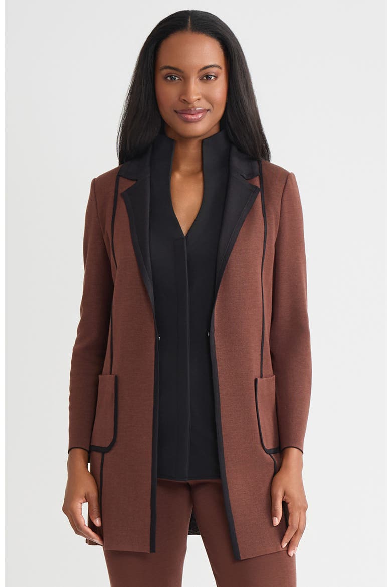 Hertiage Two-Tone Knit Jacket, Main, color, Truffle/Black