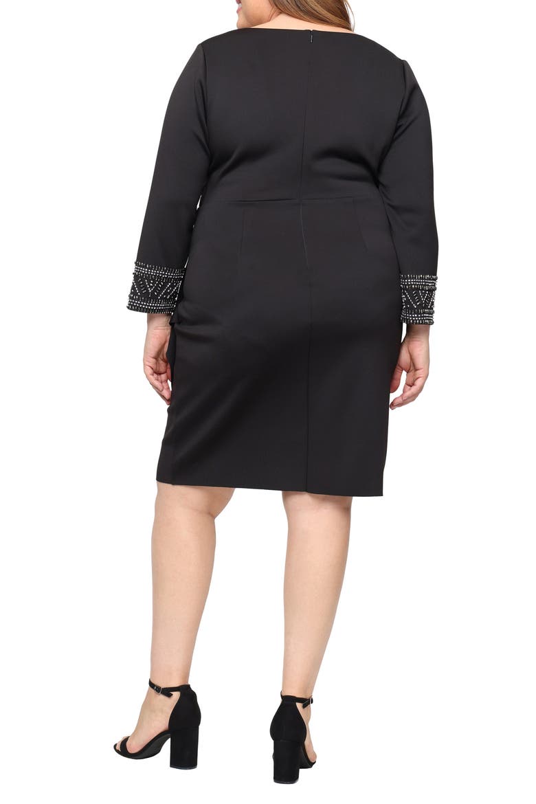 Embellished Scuba Crepe Cocktail Dress, Alternate, color, BLACK