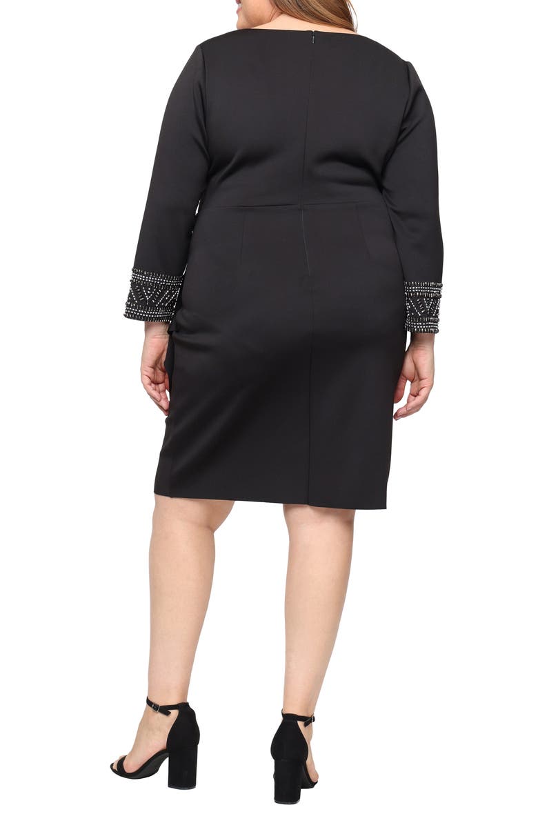 Alex Evenings Embellished Scuba Crepe Cocktail Dress, Alternate, color, Black